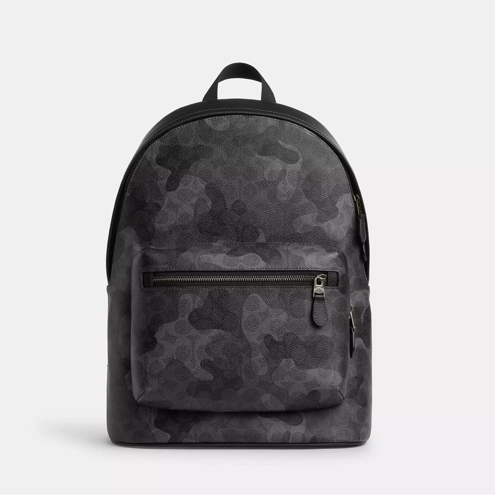 NWT Coach CW311 Men's West Backpack In Signature Camo Print Bag Camouflage Grey